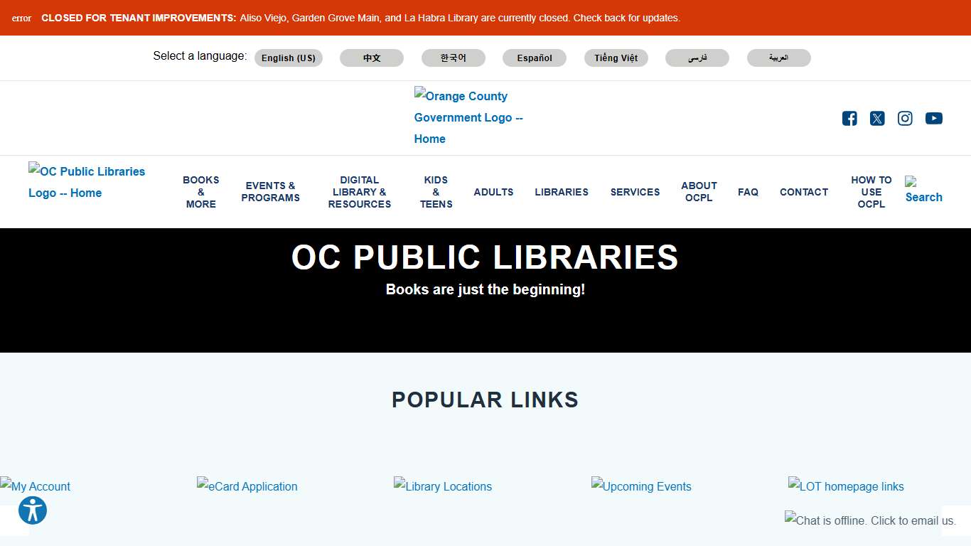 Home Page OC Public Libraries